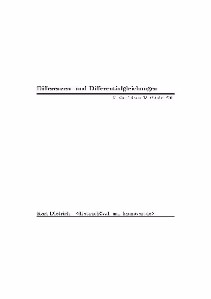 خرید و دانلود نسخه کامل کتاب Differenzen und Differentialgleichungen 001