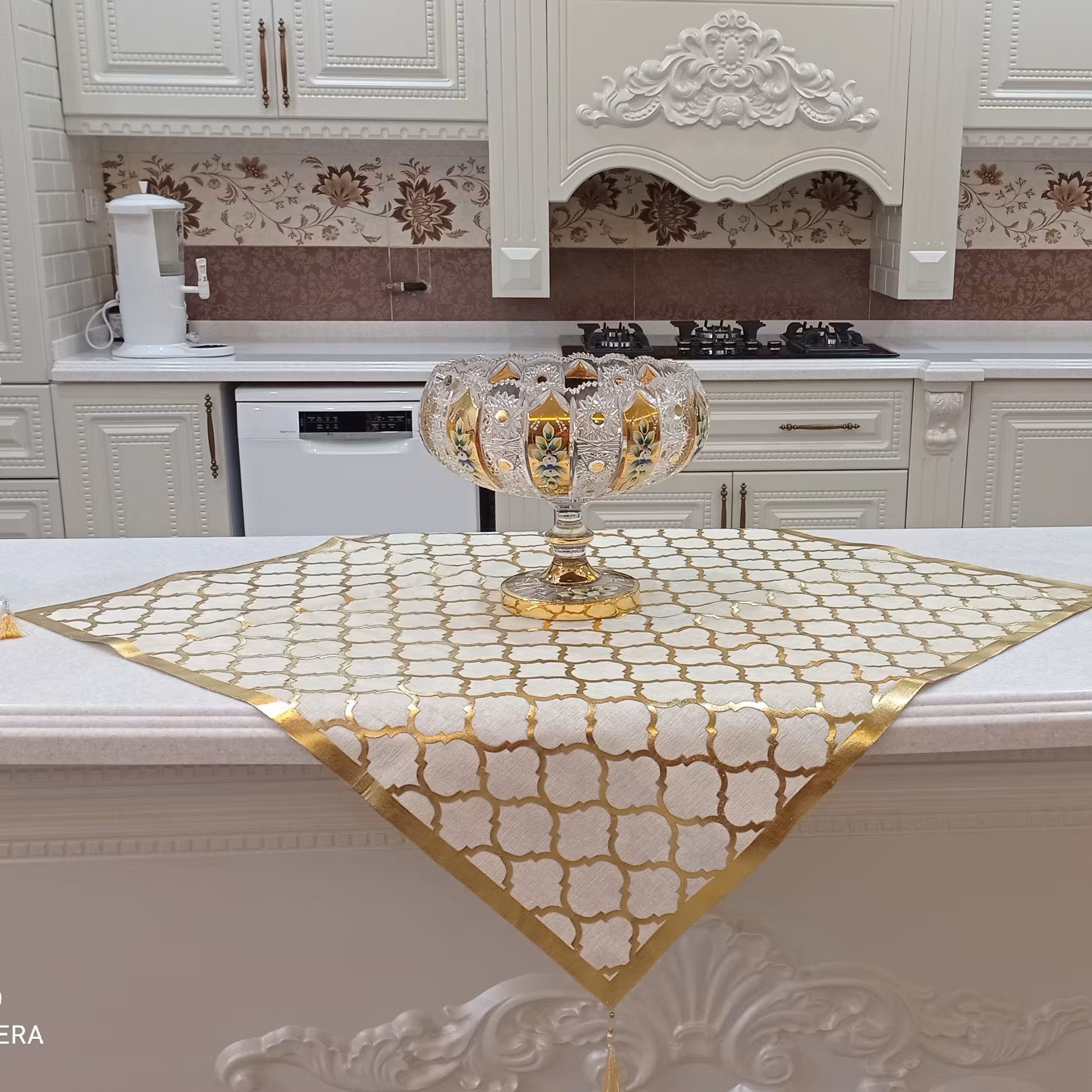 رومیزی مربع تک مخمل ترکیبی جدید