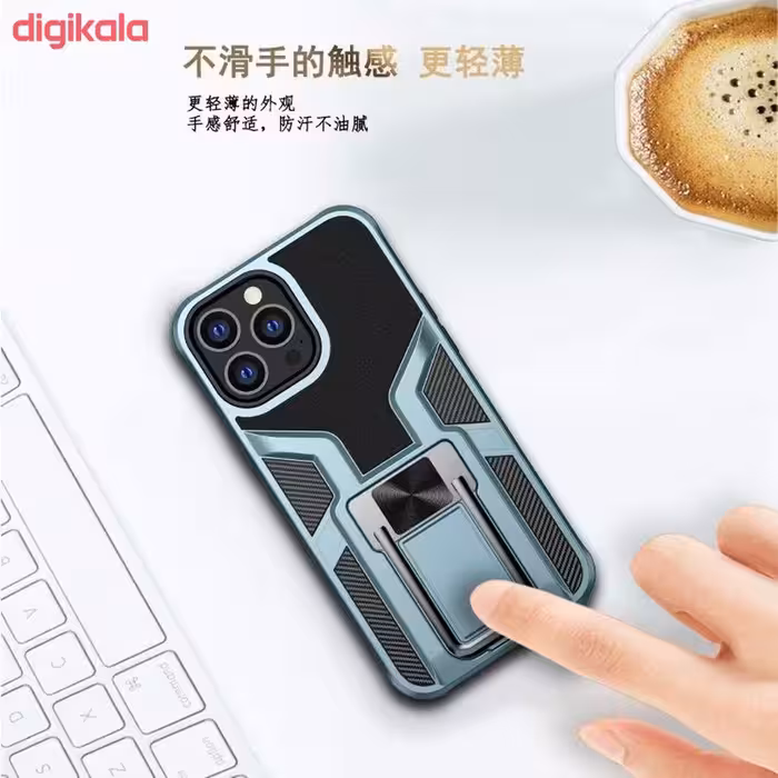 کاور آیرون من مدل King Stand مناسب برای گوشی موبایل اپل IPHONE 13 PRO به همراه قلم لمسی
