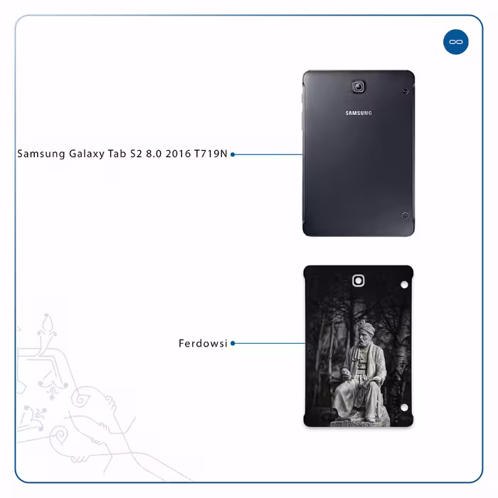 برچسب پوششی ماهوت مدل Ferdowsi-Logo مناسب برای تبلت سامسونگ Galaxy Tab S2 8.0 2016 T719N