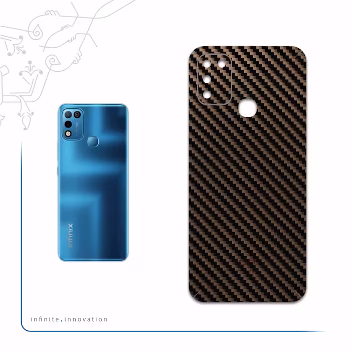 برچسب پوششی ماهوت مدل Glossy-Brown-Fiber مناسب برای گوشی موبایل اینفینیکس Hot 10 Play