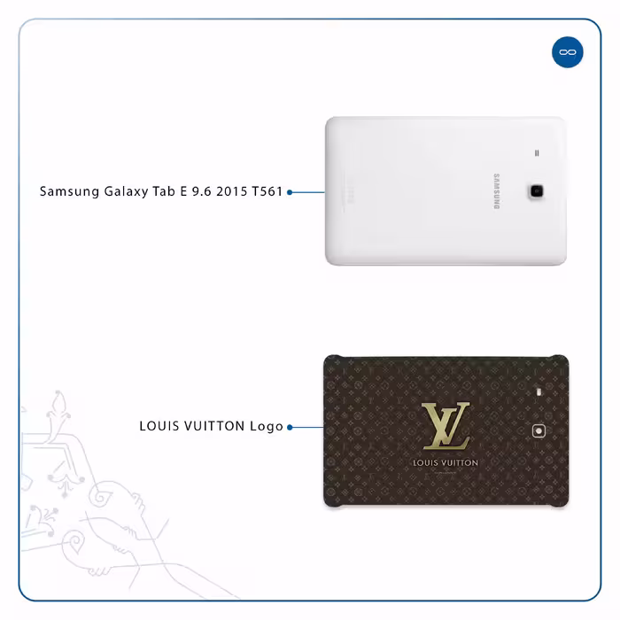 برچسب پوششی ماهوت مدل LOUIS-VUITTON-Logo مناسب برای تبلت سامسونگ Galaxy Tab E 9.6 2015 T561