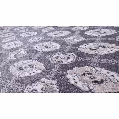 فرش ماشینی زمرد مشهد مدل R44 زمینه طوسی