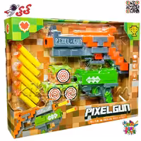 تفنگ اسباب‌بازی ماینکرافت دو عددی Pixel Gun با تیرهای فومی ایمن 8283