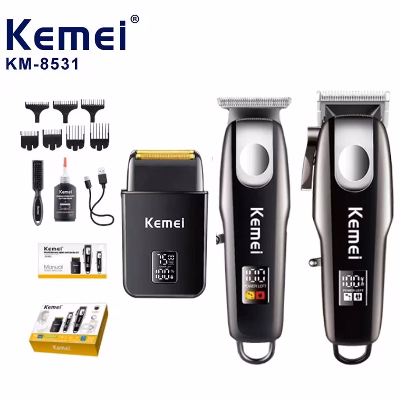 ست ریش تراش و ماشین اصلاح 3 تایی کمی Kemei KM-8531