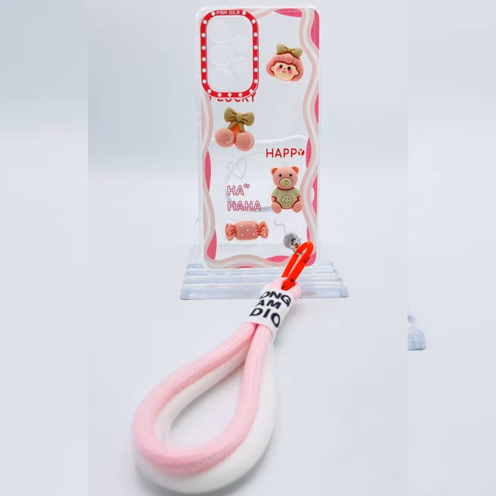 گارد گوشی قاب گوشی موبایل سامسونگ A52وA52s خرس و دخترصورتی برجسته