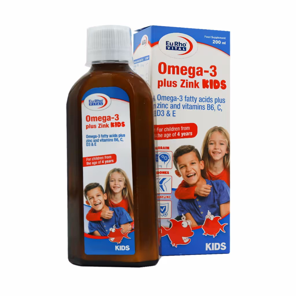 شربت امگا 3 پلاس زینک کیدز یوروویتال 200 میلی لیتر