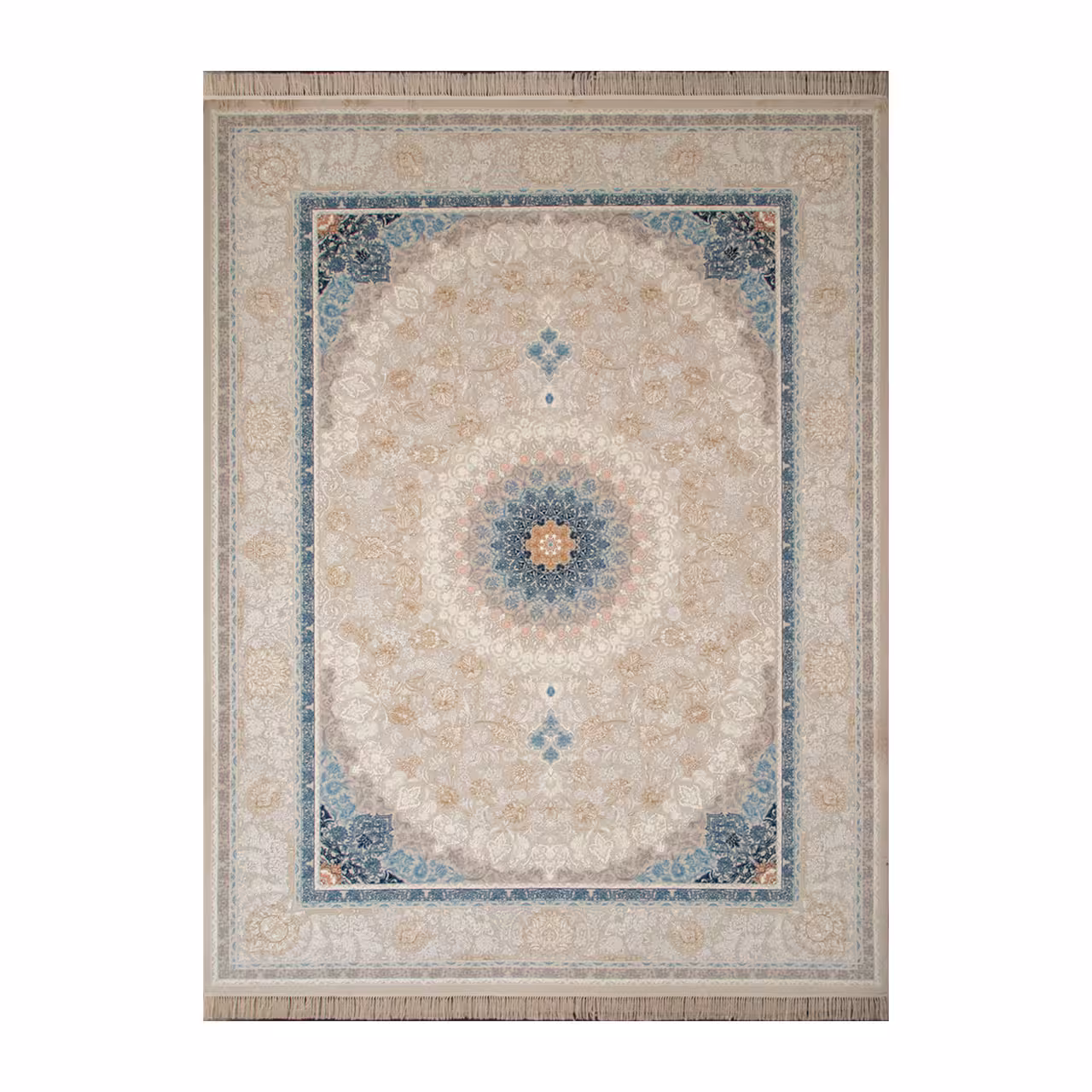 فرش ماشینی طرح آلما کرم حاشیه کرم