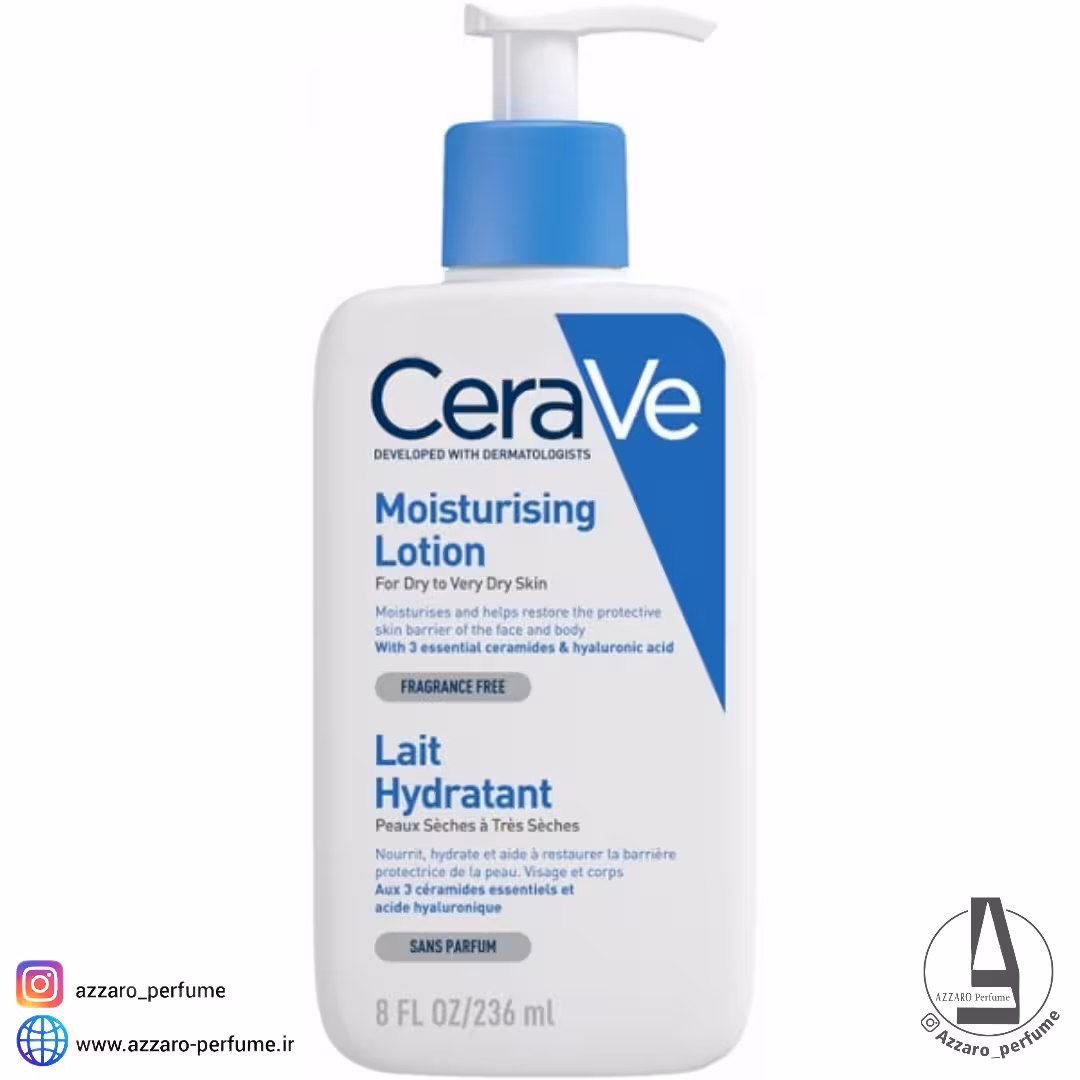 لوسیون مرطوب کننده صورت و بدن سراوی Cerave آبرسان قوی پوست خشک و بسیار خشک حجم 236 میل
