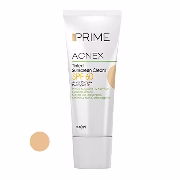 ضدآفتاب بژ روشن Prime پرایم مدل SPF60 پوست مختلط تا چرب 40 میل