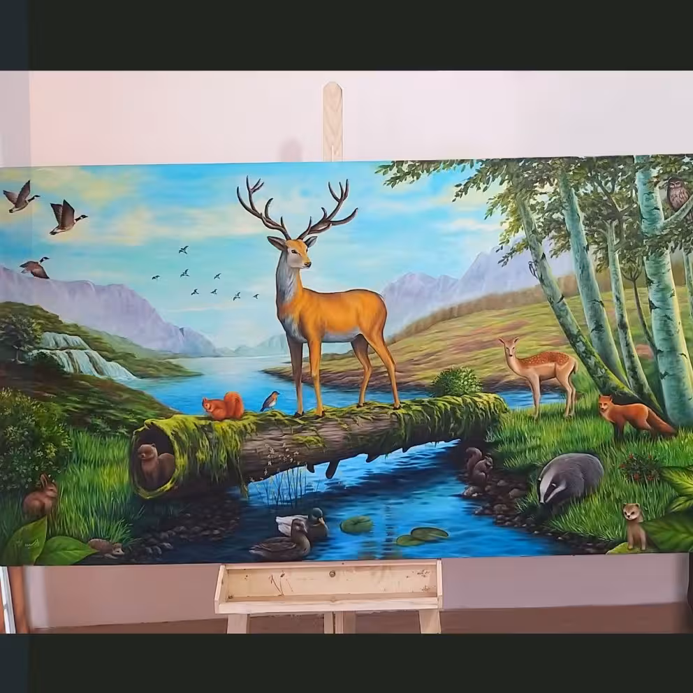 تابلو رنگ روغن روی بوم سبک رئال اندازه 90در120 