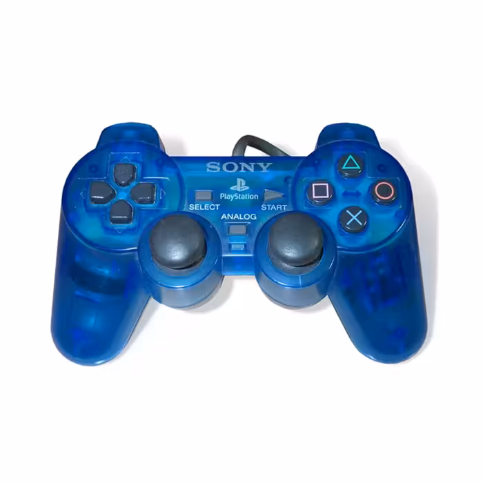 دسته بازی پلی استیشن 2 مدل شیشه ای آبی