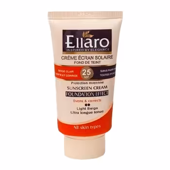 ضد آفتاب SPF25 با پوشش کرم پودری مناسب انواع پوست بژ روشن فاقد پارابن الارو