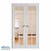 درب لابی چوبی ورودی دو لنگه شیشه خور کد 3007