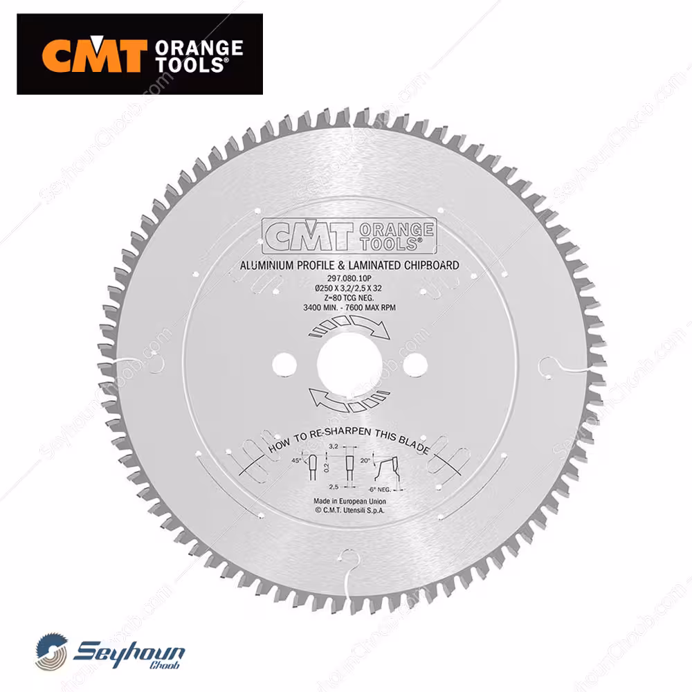تیغ اره الماسه آهن بر قطر 305 میلی متر 80 دندانه سی ام تی مدل CMT 226.080.12M(گالوانیزه)