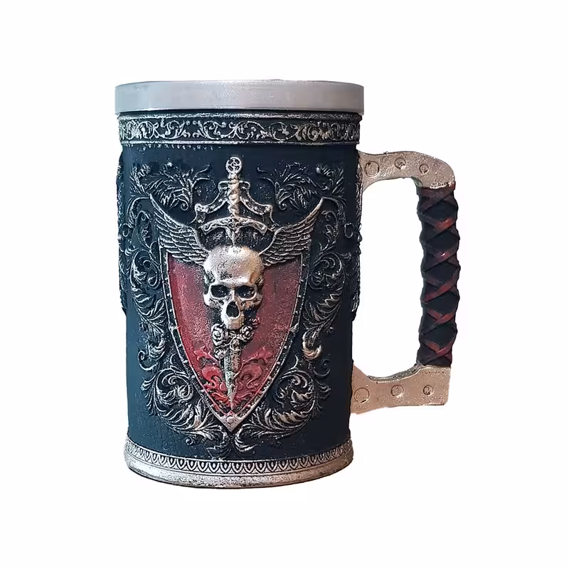 ماگ مدل وایکینگ طرح جمجمه و شمشیر کد 5