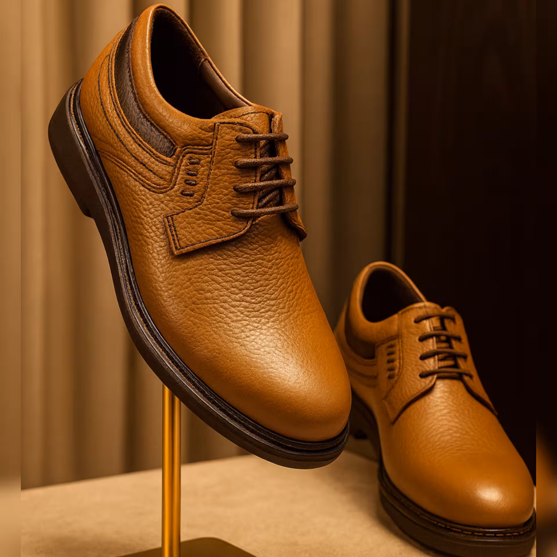 کفش چرم مردانه اسپرت کد SP148TN رنگ عسلی