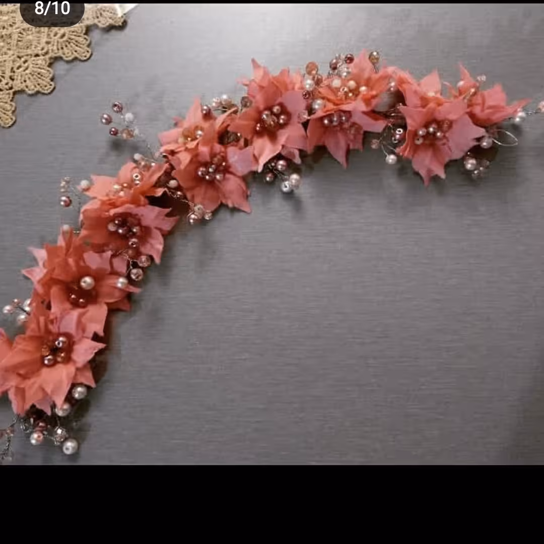 ریسه بلند گلدار پارچه ای با شاخه های مرواریدی به رنگ دلخواه شما