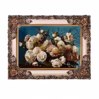 تابلو فرش ماشینی دنیای فرش طرح گل کد 310