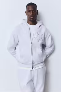 سویشرت مردانه تناسب بالای گشاد با کاپوت و زیپ H&M