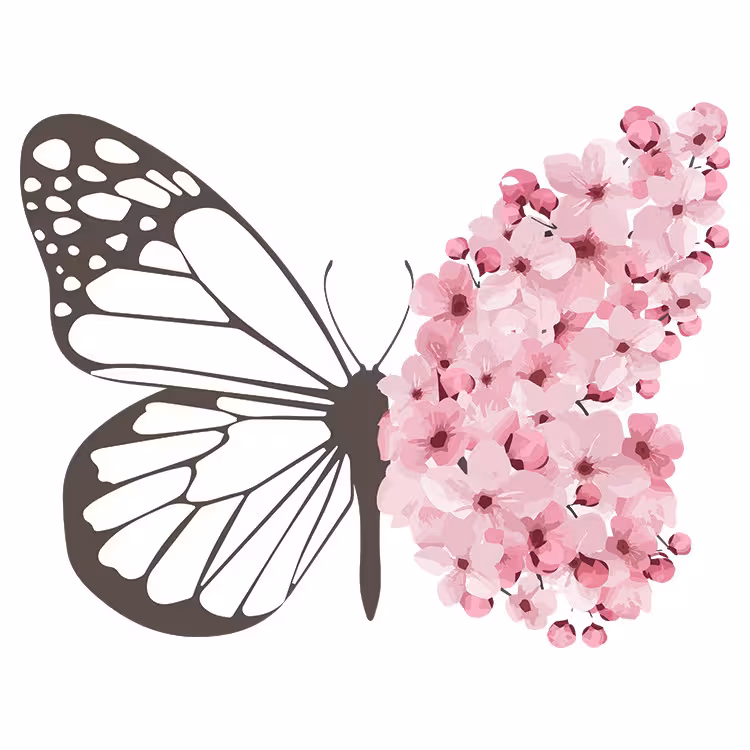 استیکر پارچه و لباس مدل دی تی اف طرح پروانه گل کد H15.149 مجموعه 4 عددی