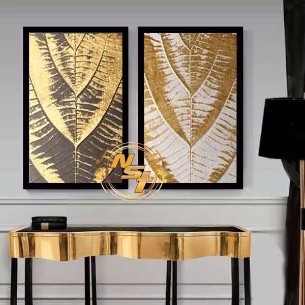 تابلو دکوراتیو 2 تکه رگبرگ طلایی کد GH131