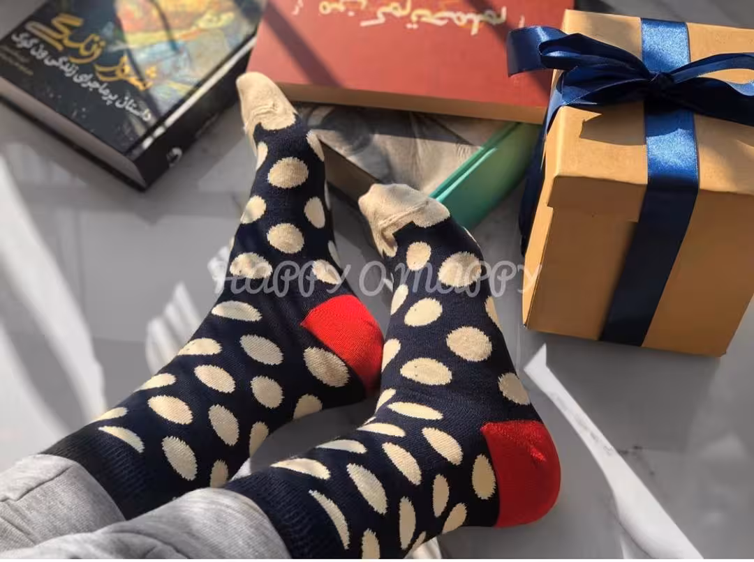 جوراب خال خالی سرمه ای