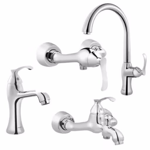 ست شیرالات شودر مدل کلاسیک کروم