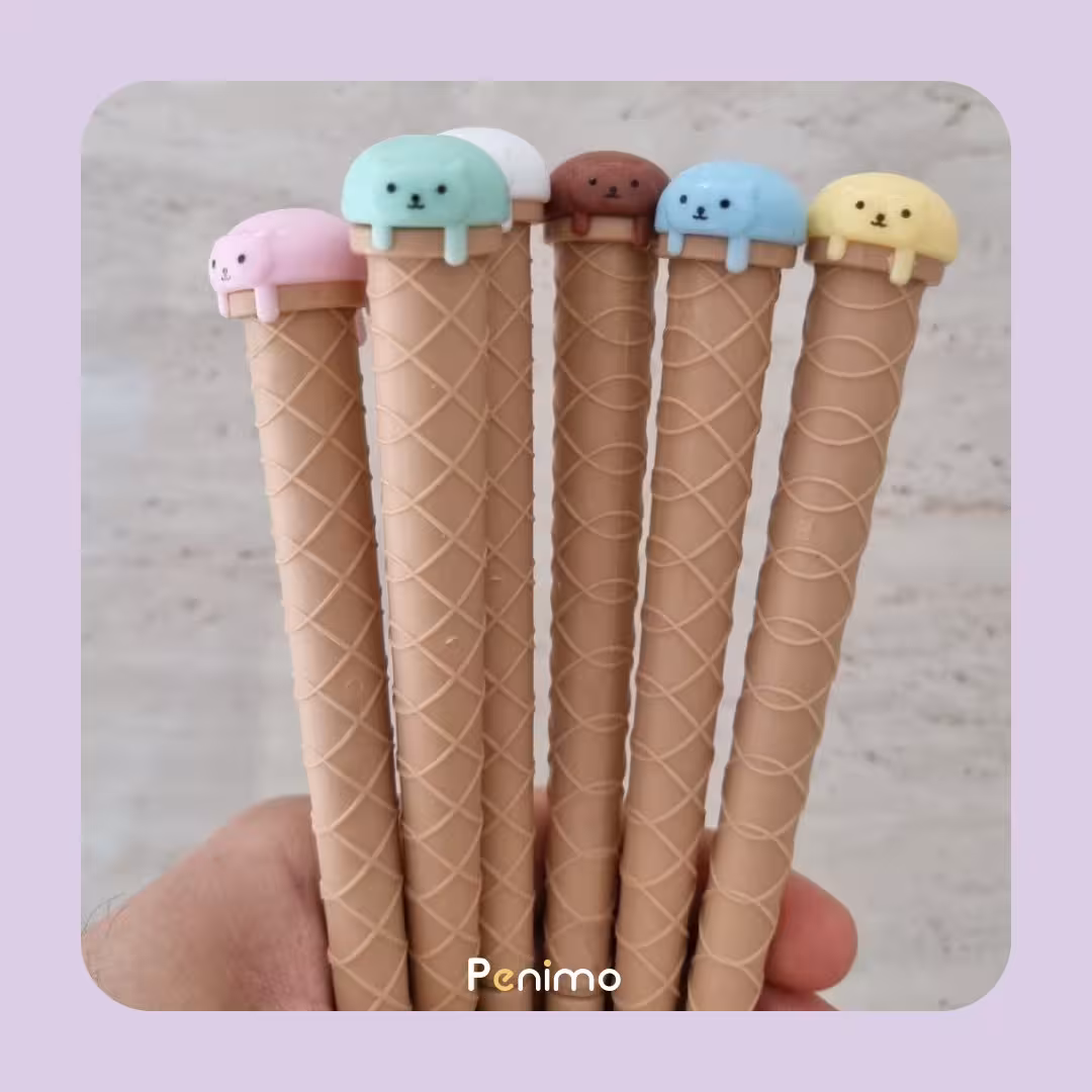 لوازم تحریر فانتزی روان نویس فانتزی طرح بستنی قیفی گربه