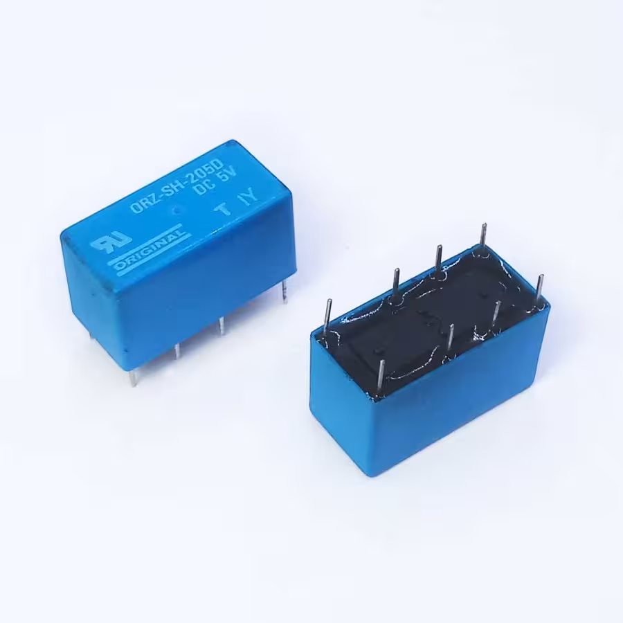 رله مخابراتی 8 پایه Original ORZ-SH-205D، دو کنتاکت, بوبین 5 ولت، 120 ولت 1 آمپر،DPDT.