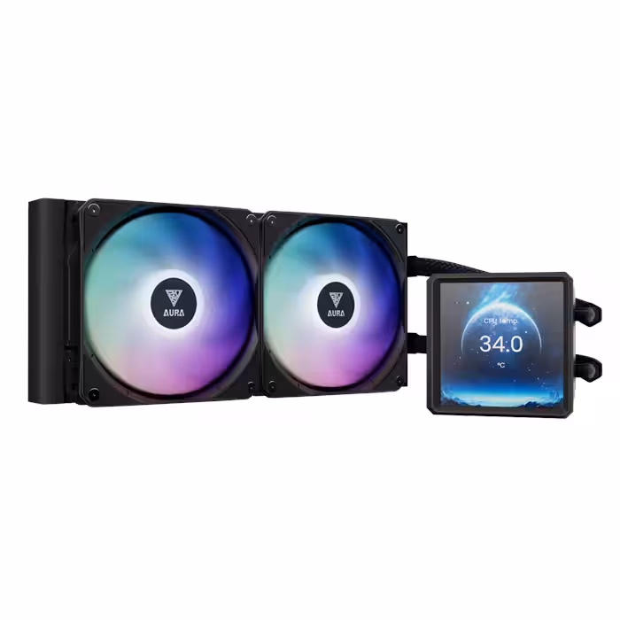 فن خنک کننده مایع پردازنده گیم دیاس مدل AURA GL240 LCD ARGB BLACK