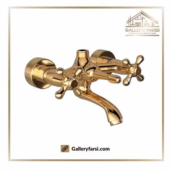 شیر حمام شودر مدل باروک پلاس طلا مات