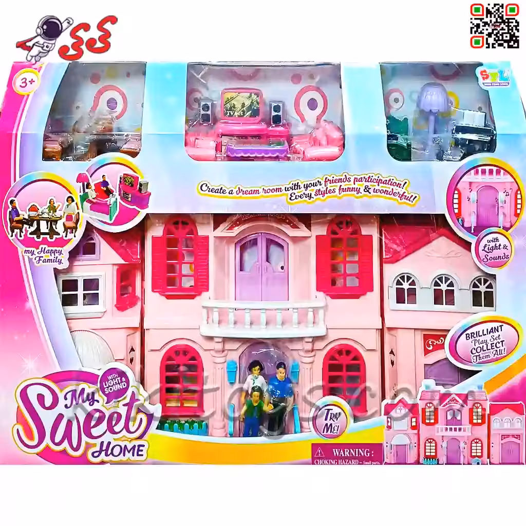 خانه بازی و قصر اسباب بازی موزیکال صورتی FAMILY SWEET HOUSE 16427