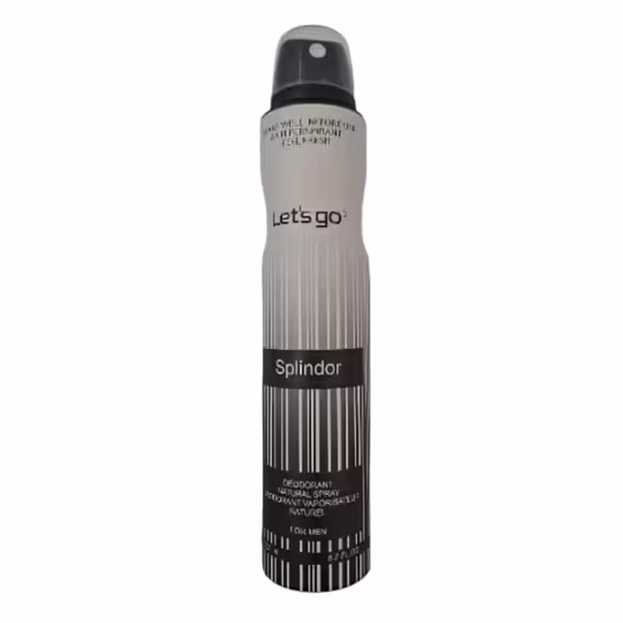 اسپری خوشبو کننده بدن مردانه lets go لتس گو مدل splindor حجم 200 میلی لیتر | Let’s Go men’s Body Deodorant Spray Model splindor 200 ml