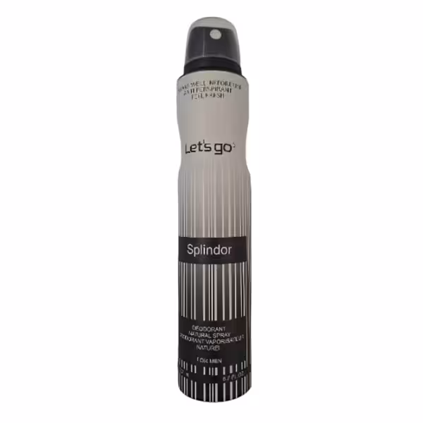 اسپری خوشبو کننده بدن مردانه lets go لتس گو مدل splindor حجم 200 میلی لیتر | Let’s Go men’s Body Deodorant Spray Model splindor 200 ml