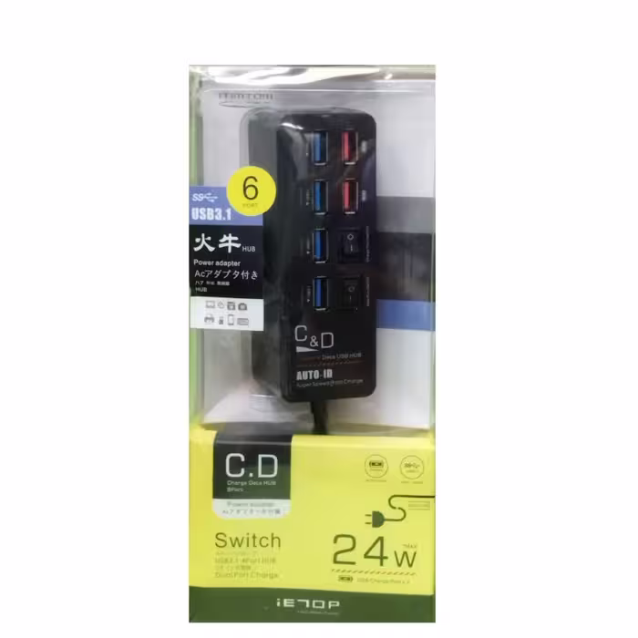 هاب 6 پورت USB 3.1 / آداپتور دار C&D
