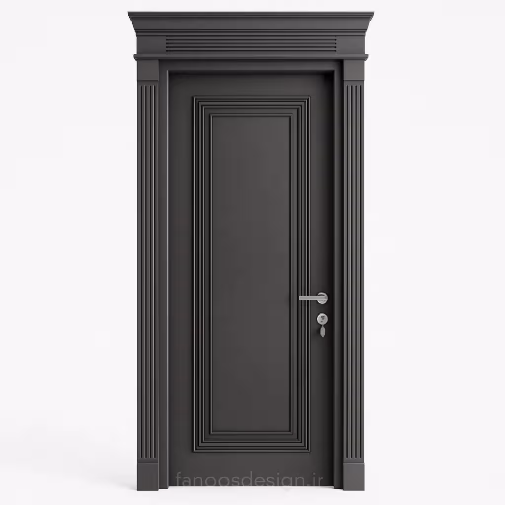 درب داخلی کلاسیک تیره با قاب تاج‌دار کد 30237