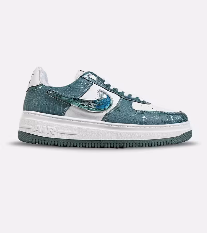کفش کتانی مردانه و زنانه سبز سفید NIKE dunk low steam puppet مدل 7224