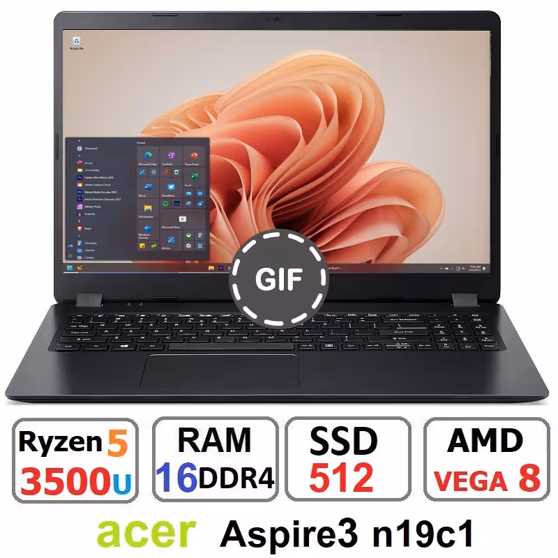 لپ تاپ acer aspire 3 n19c1 Ryzen 5 3500uوSSD512