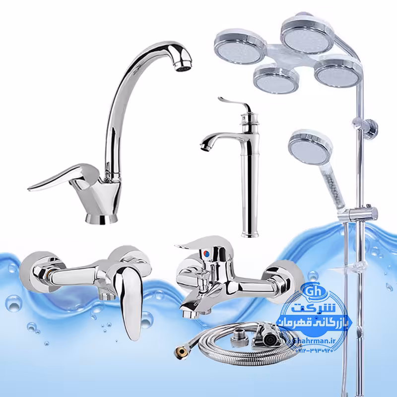 ست 6 عددی شیرآلات برند آیدا صنعت مدل قهرمان | شیر ظرفشویی   روشویی پایه‌بلند بامبو   حمام   توالت   علم دوش هلی شاتی   شلنگ توالت | کروم براق
