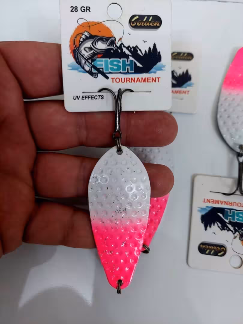 قاشقک ماهیگیری 28 گرم رنگ فلورسنت برند GOLDEN FISH