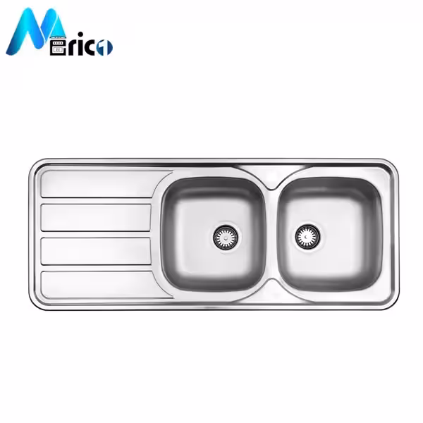 سینک استیل البرز کد 218 توکار دو لگنه