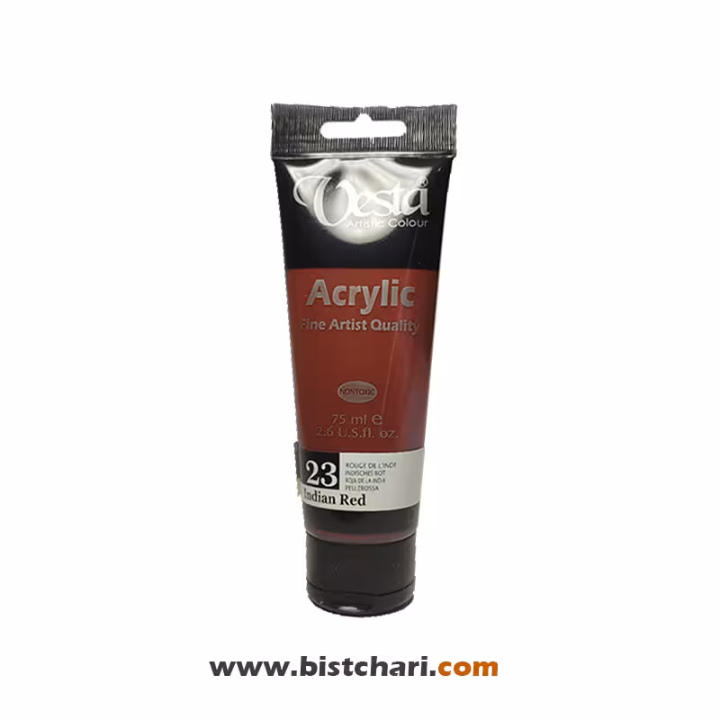 رنگ اکریلیک Indian red کد 23 حجم 75 ml برند وستا Vesta