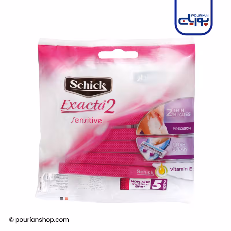 خودتراش زنانه 2 تیغه مدل اگزکتا 2 پوست حساس 7 عددی شیک _ Exacta 2 Women Shaving Razor Sensitive 5 2 free SCHICK