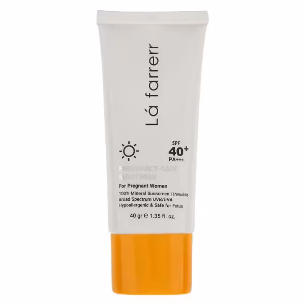 کرم ضد آفتاب بدون رنگ لافارر SPF 40 مدل PREGNANCY SAFE مناسب پوست بانوان باردار حجم 40 میلی‌لیتر