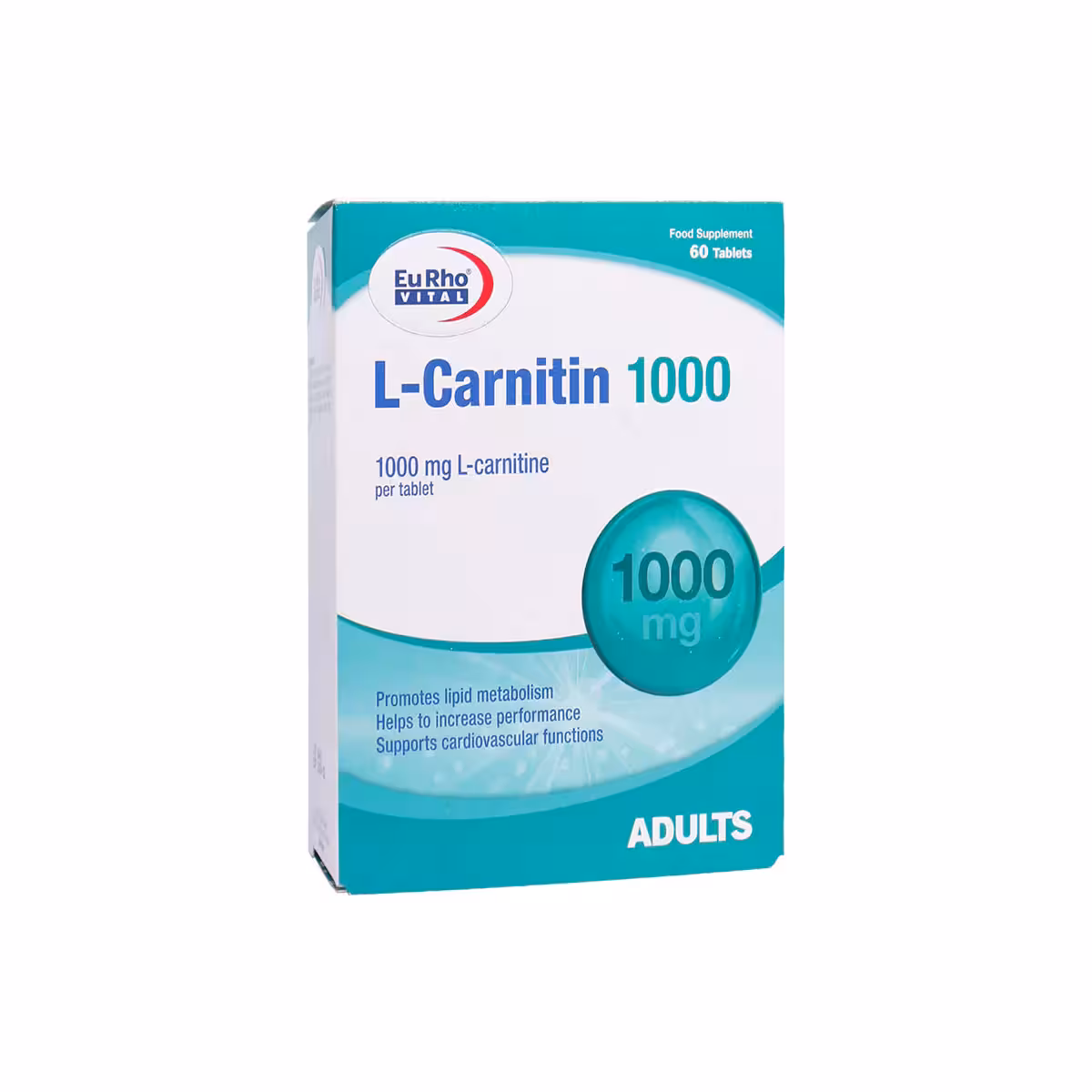 قرص ال کارنیتین 1000 میلی گرم تعداد 60 عدد یورویتال