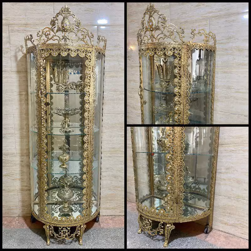 بوفه خم برنزی تسمه گل رز