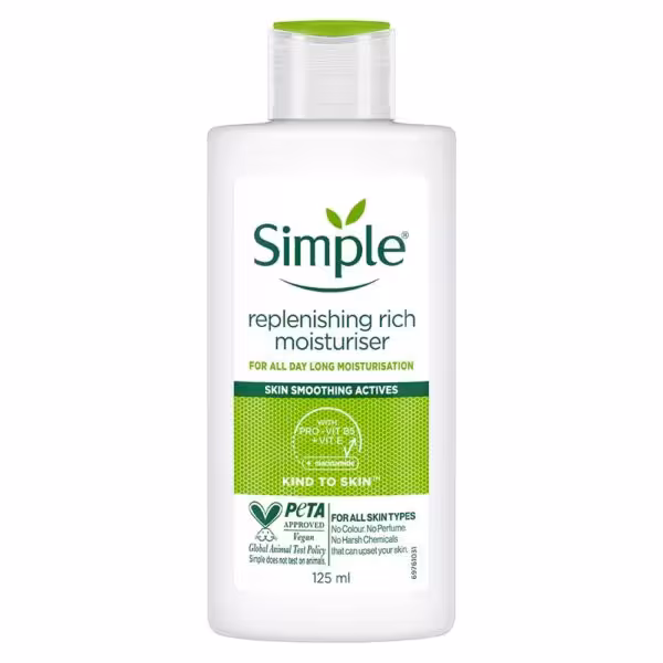 کرم مرطوب کننده قوی سیمپل ( SIMPLE – Replenishing Rich Moisturiser 125ml )
