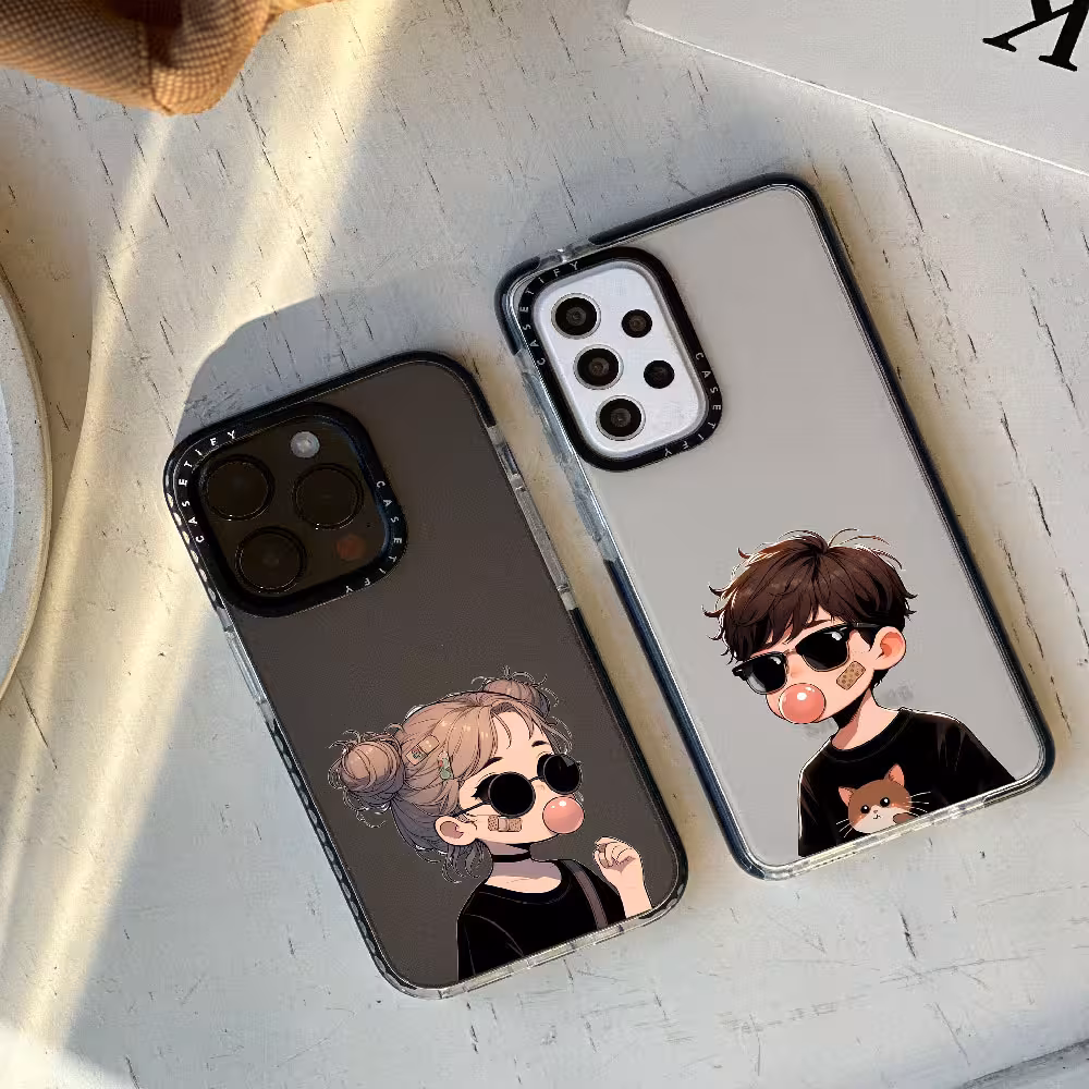 قاب شفاف چاپی سفارشی (کد 0192) مدل Emo couple - کاپلی برای سامسونگ