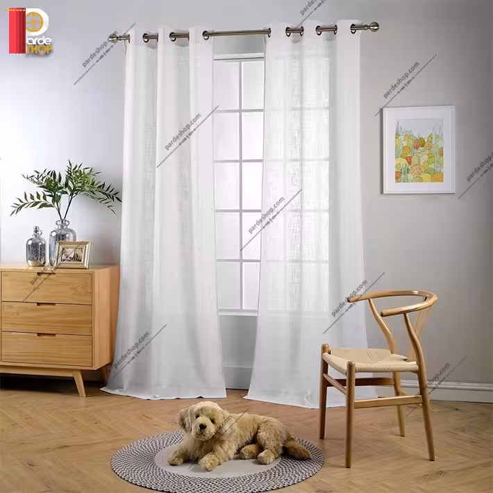 پرده حریر کتان پانچی